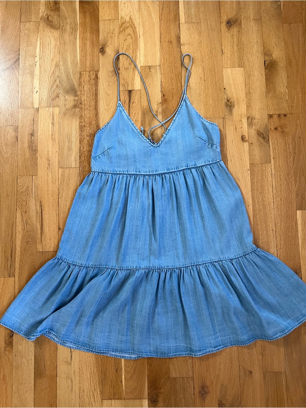 Lovestitch Blue Tencel Mini 
Cross/Tie Back Strappy Dress Size Small